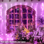 300 LED Curtain Lights Plug in with Remote, Pink String Lights for Bedroom, Christmas, Window, Wall, Party, Teen, Girls' Room, Dorm, Valentine'S Day Indoor Outdoor Decor, 9.8X9.8Ft